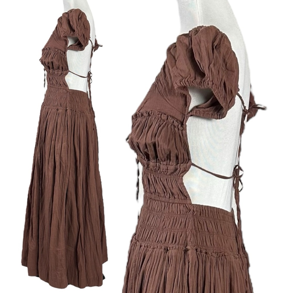Free People Feeling Bonita Midi Maxi Dress in Brown Size XS Romantic Dainty - Picture 10 of 16